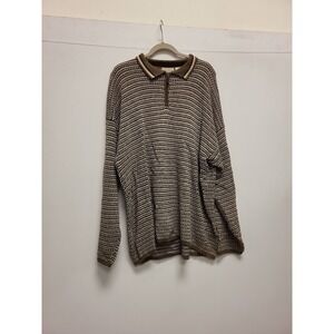 Arizona Jean Company Sweater Mens XL Brown Pattern Ramie Blend Long‎ Sleeve Knit